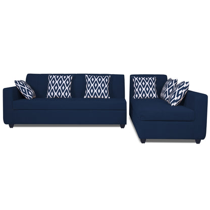 Adorn India Rio HighBack L Shape 6 Seater Sofa Set (Right Hand Side) (Blue) (3 Year Warranty)