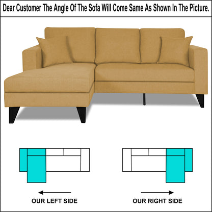 Adorn India Martin L Shape 4 Seater Sofa Set Plain (Left Hand Side (Beige) (3 Year Warranty)