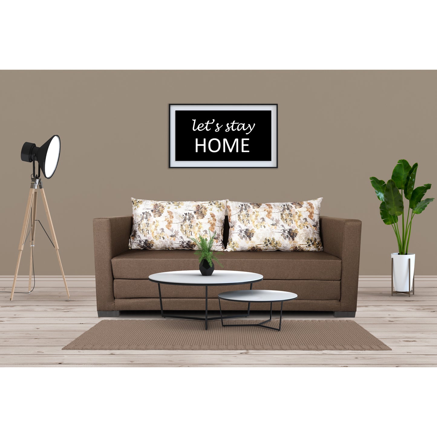 Adorn India Straight line 3 Seater Sofa Cum Bed (Brown)