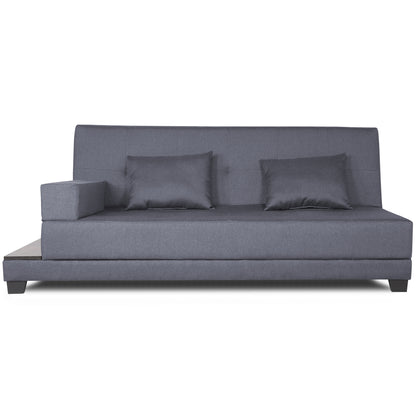 Adorn India Blake 3 Seater Sofa Cum Bed (Dark Grey), Wood, Foam