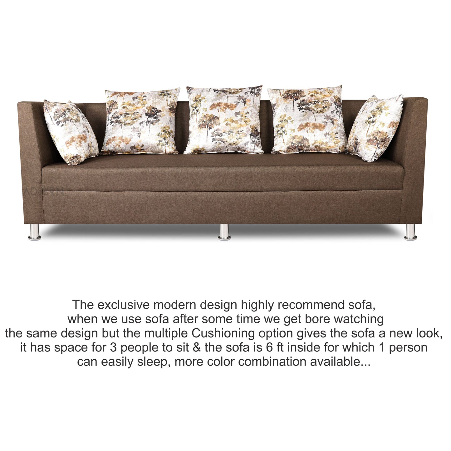 Adorn India Alica Three Seater Sofa (Camel)