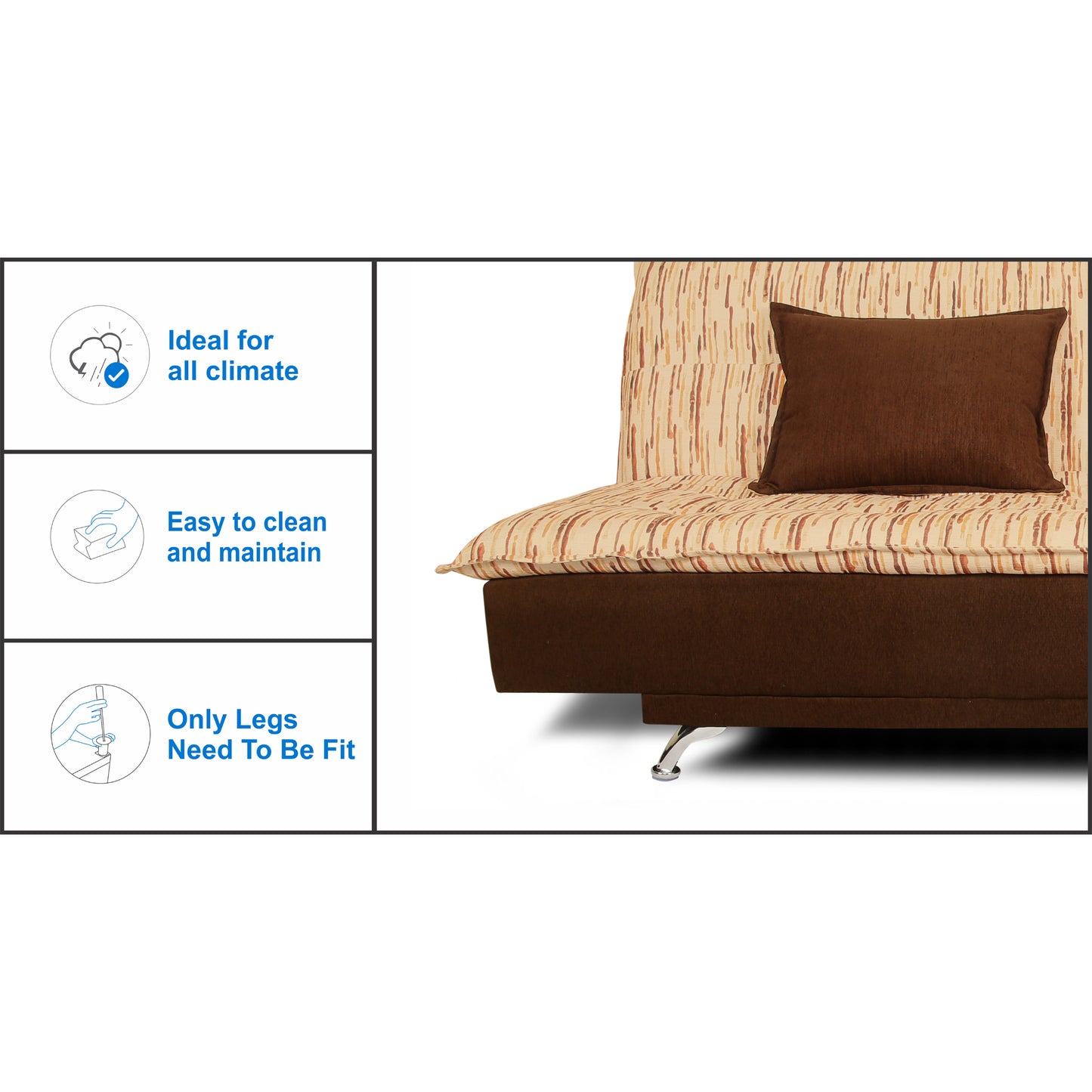 Adorn India Lancia 3 Seater Sofa Cum Bed Digitel Print (Brown & Beige)