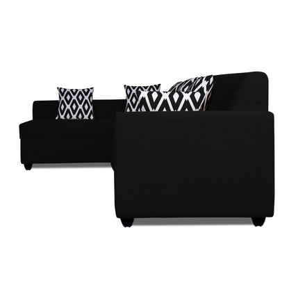 Adorn India Rio High Back L Shape 6 Seater Sofa Set (Left Side Handle)(Black)