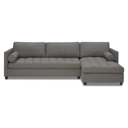 Adorn India Alexander L Shape 7 Seater Sofa Set with Ottoman Puffy RHS (Light Grey) (3 Year Warranty)