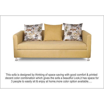 Adorn India Alita 3 Seater Compact Sofa (Beige)