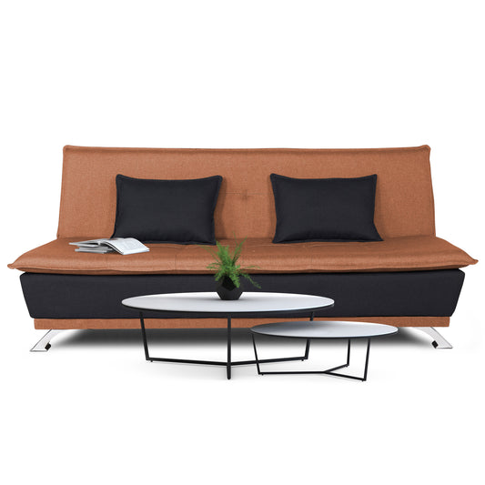 Adorn India Exclusive Two Tone Arden 4 Seater Sofa Cum Bed 4 x 6 (Rust & Black) (3 Year Warranty)