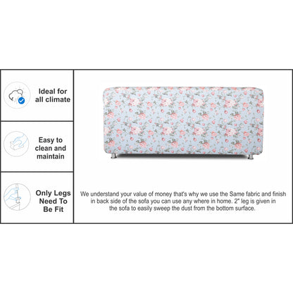 Adorn India Roselyn Wood 3-Person Sofa Cum Bed (Blue)