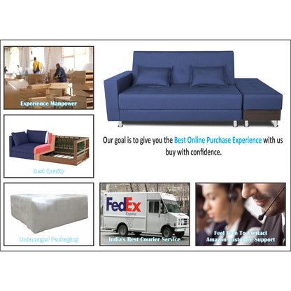 Adorn India Flora Sofa Cum bed (Blue)