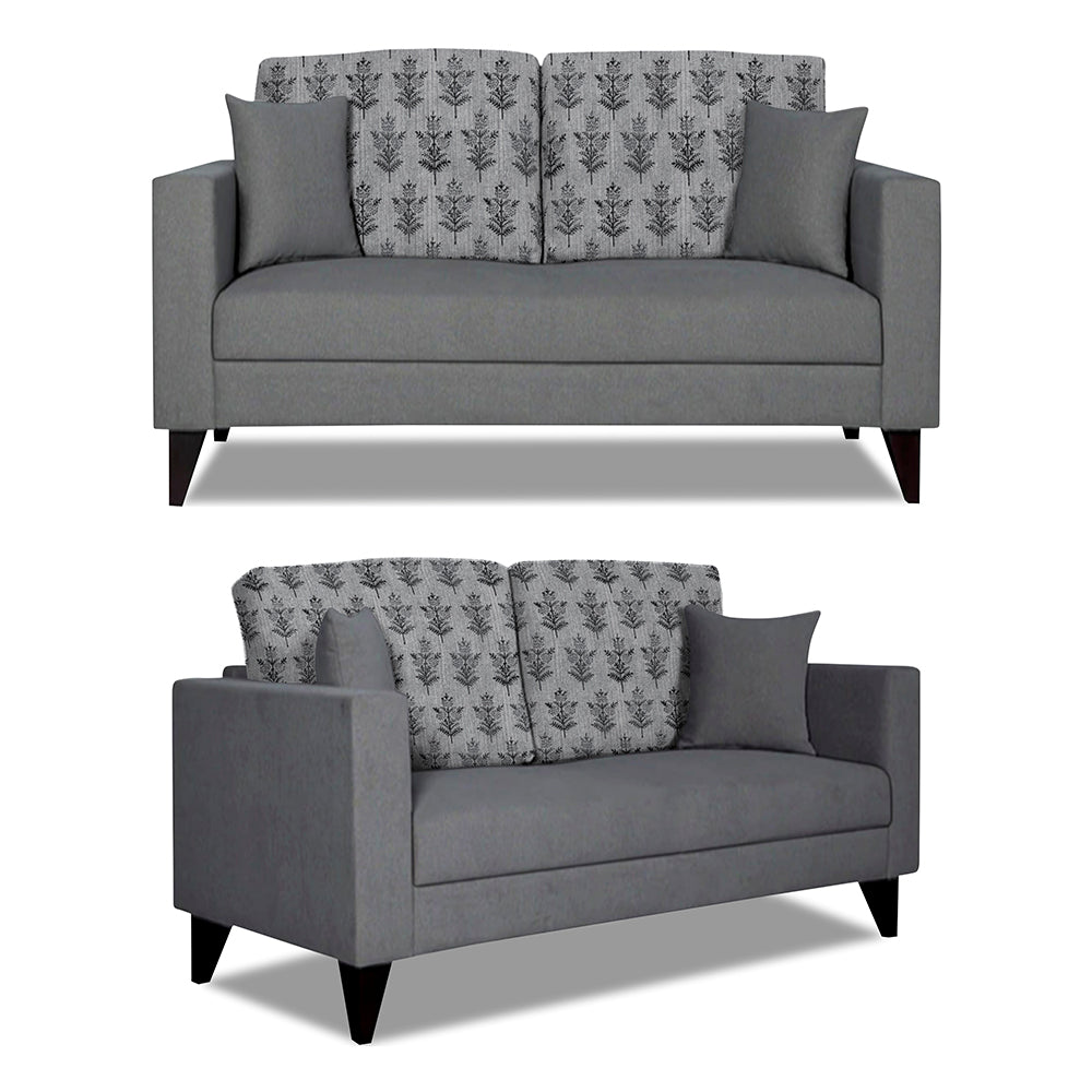 Adorn India Parker Leaf 3+2 5 Seater Sofa Set (Grey) Martin Plus (3 Year Warranty)