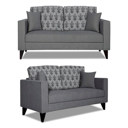 Adorn India Parker Leaf 3+2 5 Seater Sofa Set (Grey) Martin Plus (3 Year Warranty)