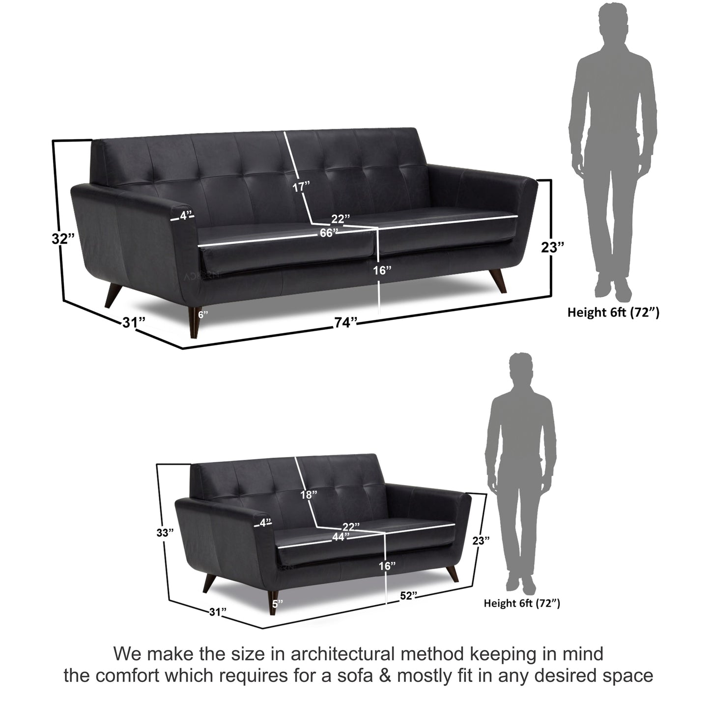 Adorn India Exclusive Alexus Leaterette 3+2 Sofa Set (Black)