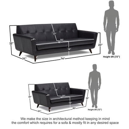 Adorn India Exclusive Alexus Leaterette 3+2 Sofa Set (Black)