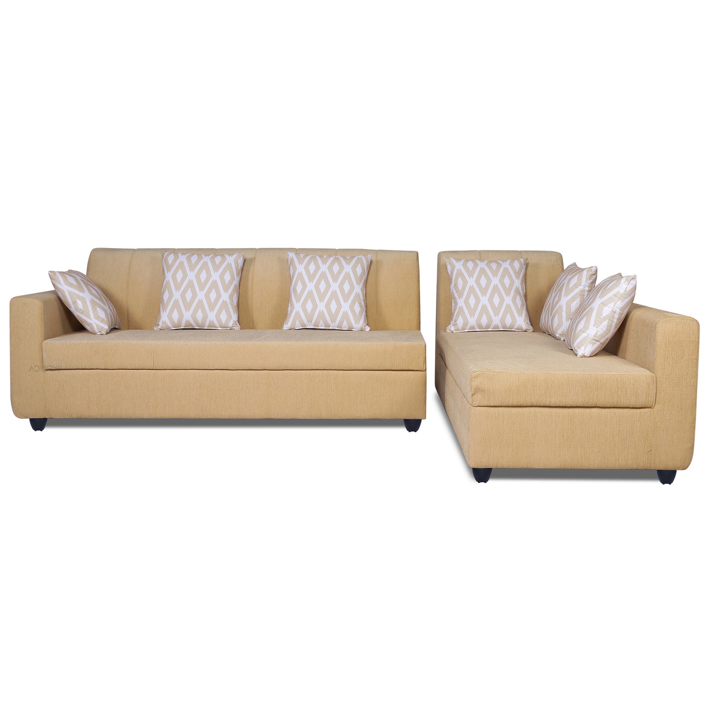 Adorn India Rio Highback L Shape 6 Seater Sofa Set (Right Hand Side) (Beige) (3 Year Warranty)