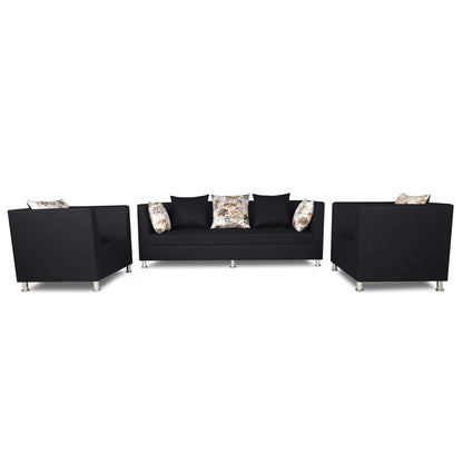 Adorn India Alica 3-1-1 5 Seater Sofa Set(Black)