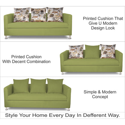 Adorn India Alita 3-1-1 Compact 5 Seater Sofa Set (Green), Wood, Foam