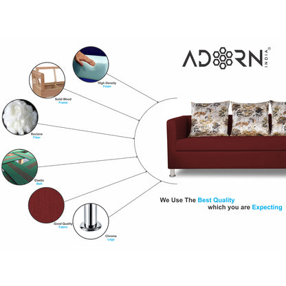 Adorn India Alita 3-1-1 Compact 5 Seater Sofa Set (Maroon)