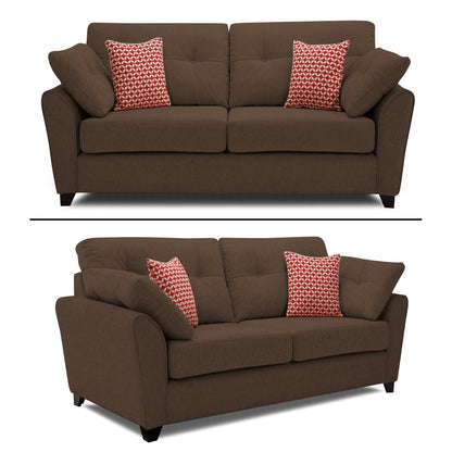 Adorn India Moris 3+2 5 Seater Sofa Set (Brown) (3 Year Warranty)