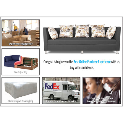 Adorn India Alica 3-1-1 5 Seater Sofa Set(Dark Grey)