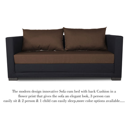 Adorn India Exclusive Two Tone Straight Line Three Seater Sofa Cum Bed (Brown & Black)