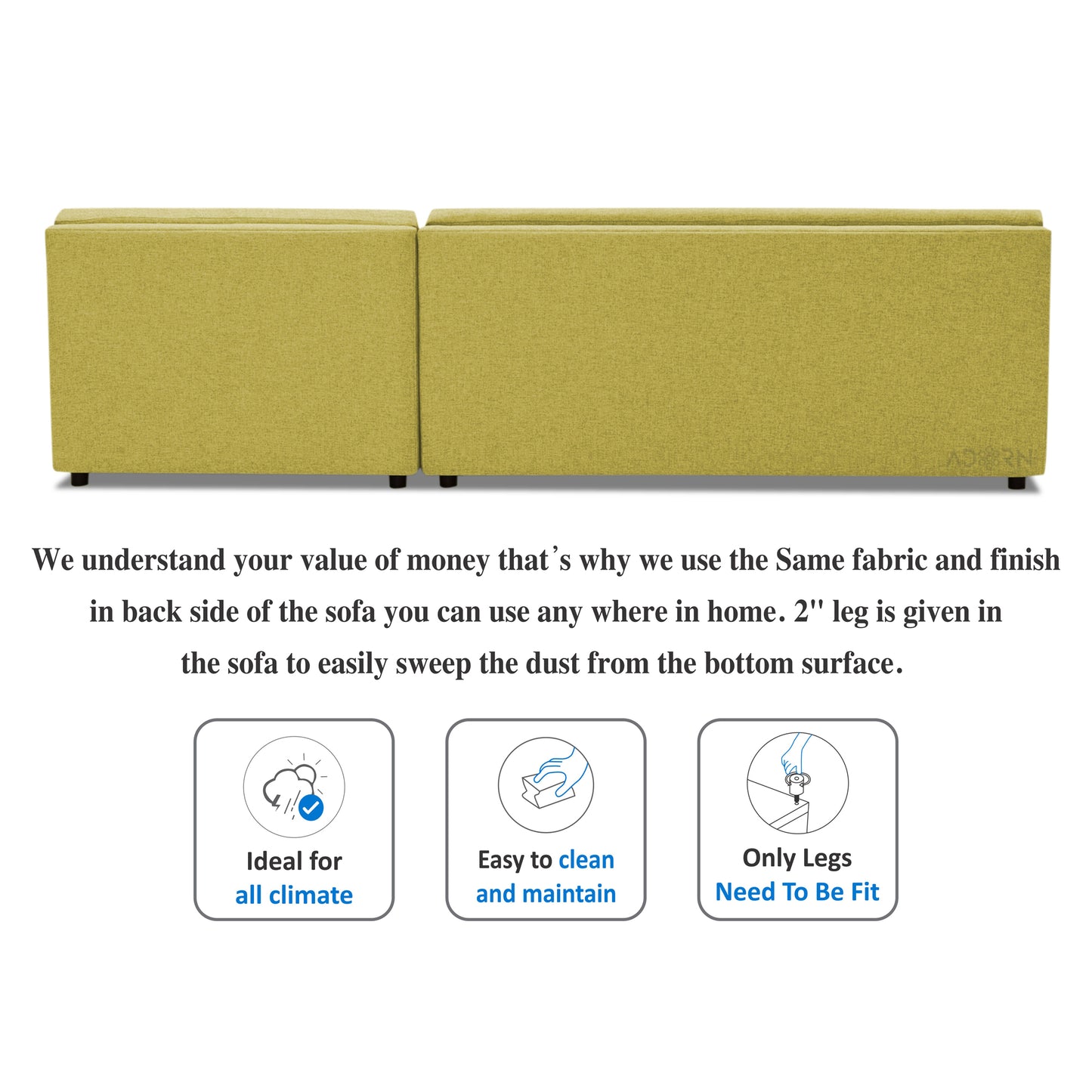 Adorn India Atlas Modular Sofa Set (Green) (3 Year Warranty)