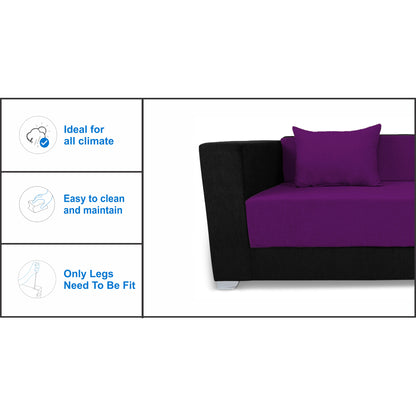 Adorn India Almond 3 Seater Sofa cumbed(Dark Purple & Black)