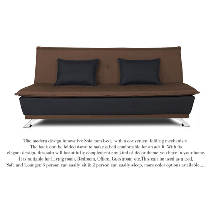 Adorn India Exclusive Two Tone Arden 4 Seater Sofa Cum Bed 4 x 6 (Brown & Black) (3 Year Warranty)