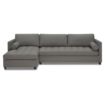 Adorn India Alexander L Shape 7 Seater Sofa Set with Ottoman Puffy LHS (Light Grey) (3 Year Warranty)