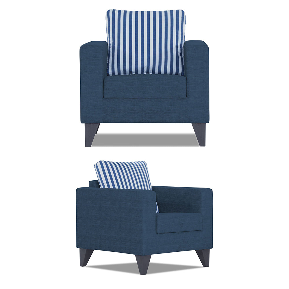 Adorn India Straight Line Plus Stripes 3+2+1 6 Seater Sofa Set (Blue) (3 Year Warranty)