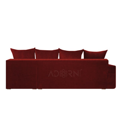Adorn India Comfort Line L Shape 6 Seater Corner Sofa Cum Bed RHS (Maroon)
