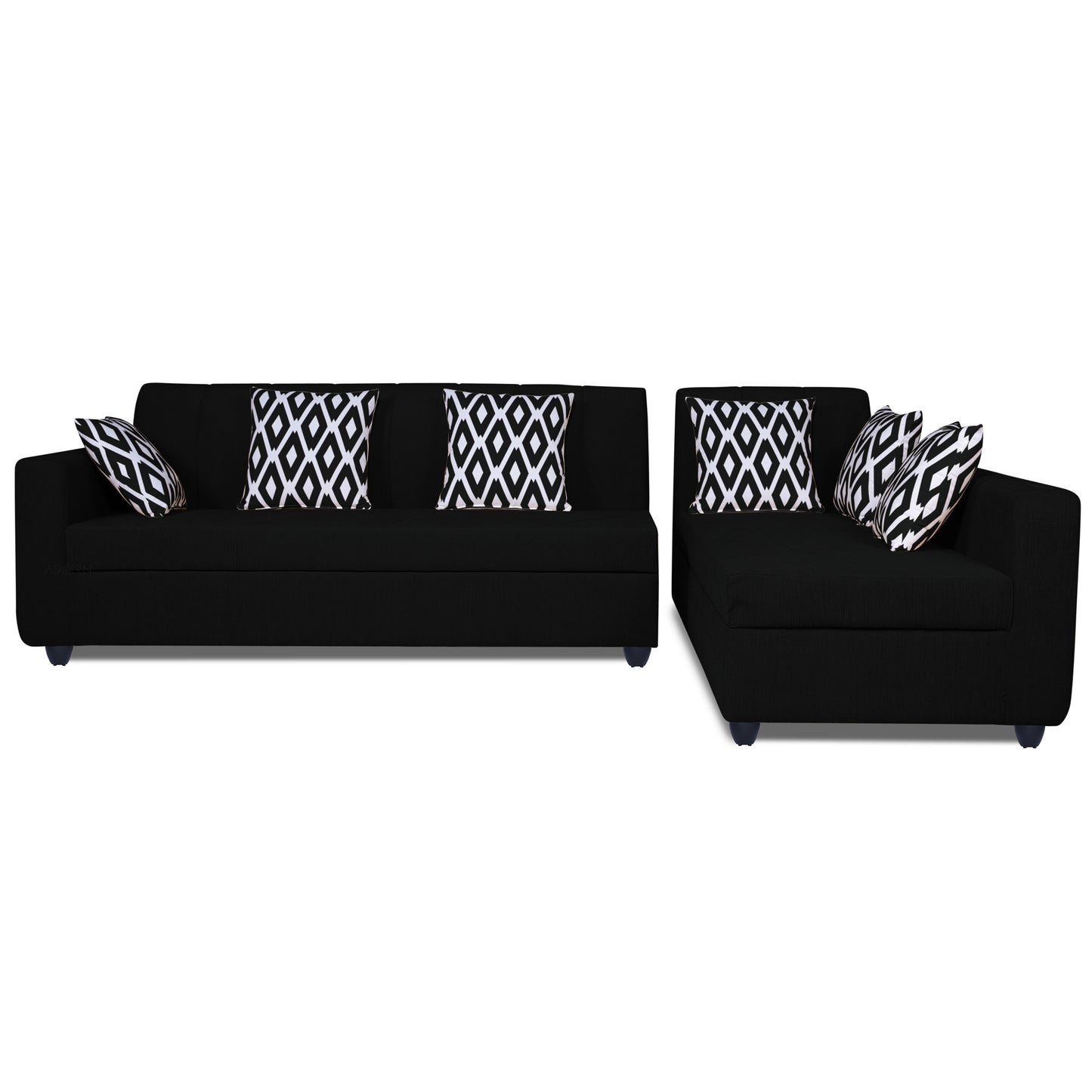 Adorn India Rio HighBack L Shape 6 Seater Sofa Set (Right Hand Side) (Black) (3 Year Warranty)