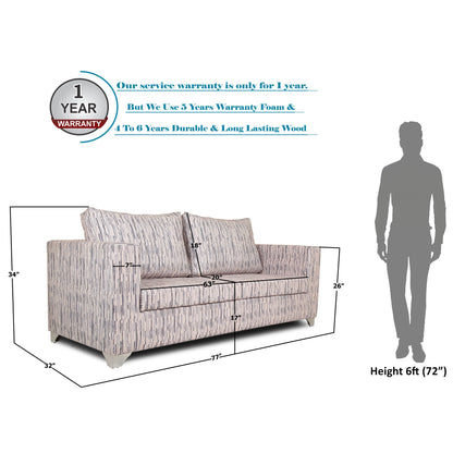 Adorn India Lancia 3 Seater Sofa Digitel Print (Grey)
