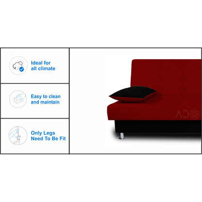 Adorn India Alyssum 3 Seater Sofa cumbed(Maroon & Black)