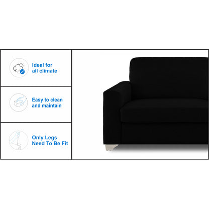 Adorn India Straight line 3 Seater Sofa(Black)