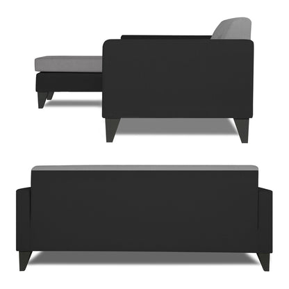Adorn India Aladra L Shape Decent 5 Seater Sofa Set LHS (Grey & Black) (3 Year Warranty)