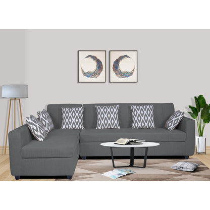 Adorn India Rio Highback L Shape 6 Seater Sofa Set (Left Hand Side) (Grey) (3 Year Warranty)