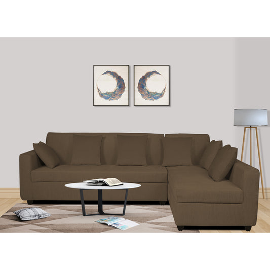 Adorn India Rio Decent L Shape 6 Seater Corner Sofa Set Right Side Handle (Brown) (3 Year Warranty)