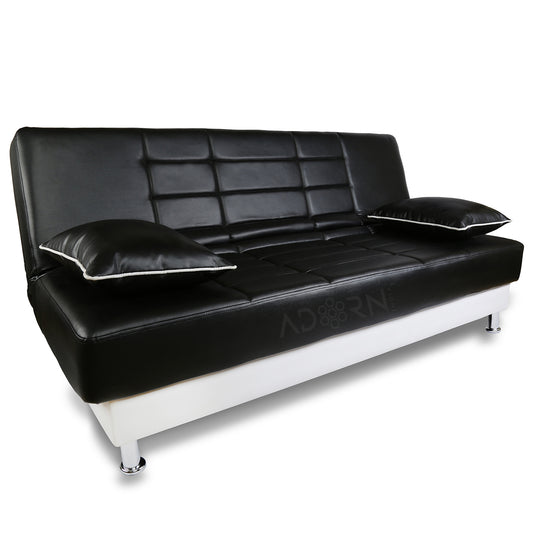 Adorn India Alexa 3 Seater Sofa cumbed (Black & White)