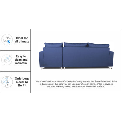 Adorn India Straight line L Shape Sofa (Blue)