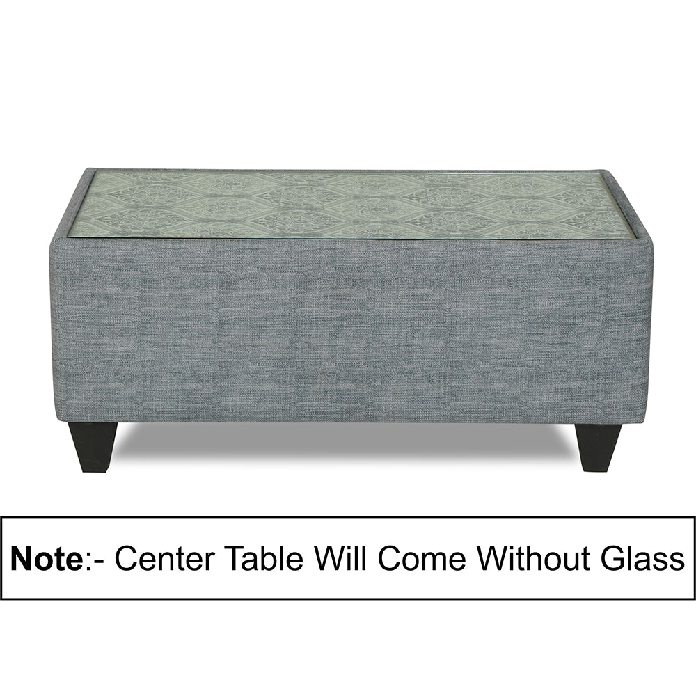 Adorn India Cortina Damask (3 Years Warranty) 3+1+1 5 Seater Sofa Set with Centre Table (Grey) Modern