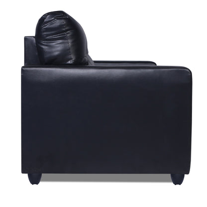 Adorn India Astor Leatherette 3-Person Sofa (Black) (3 Year Warranty)