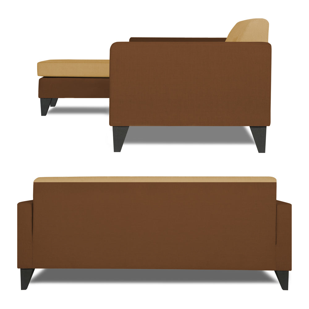 Adorn India Aladra L Shape Decent 5 Seater Sofa Set LHS (Brown & Beige) (3 Year Warranty)
