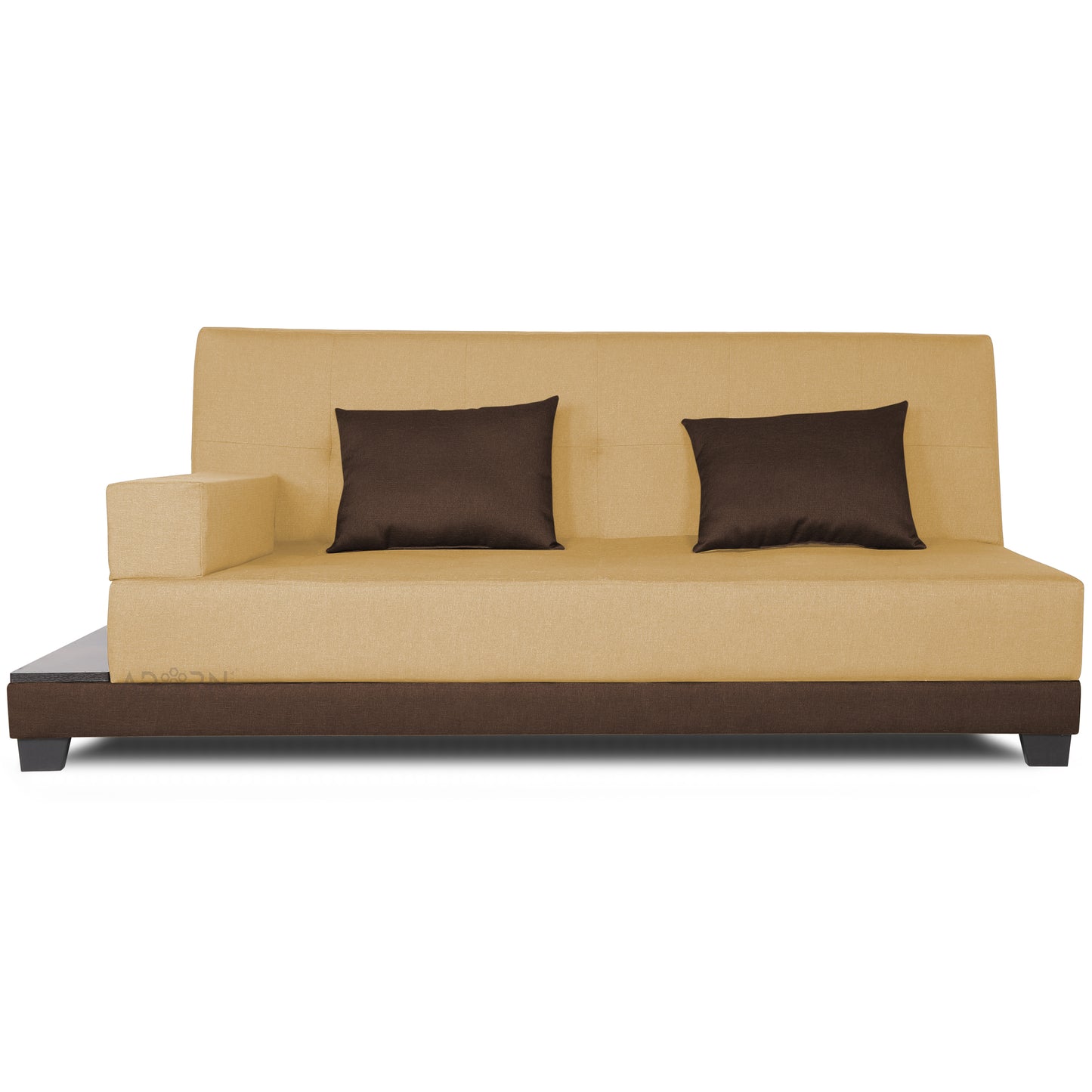 Adorn India Exclusive Two Tone Blake Three Seater Sofa Cum Bed (Brown & Beige), Wood, Foam