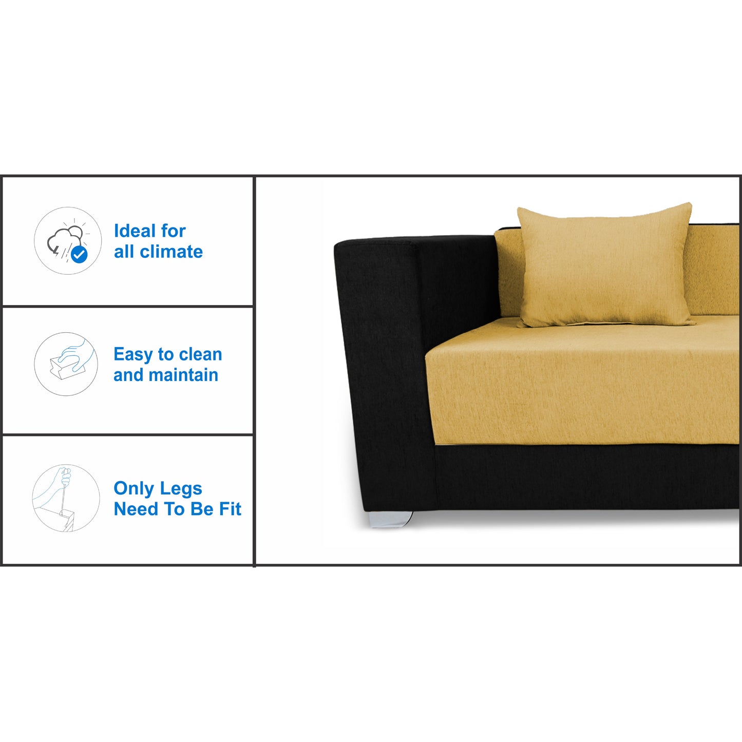 Adorn India Almond 3 Seater Sofa cumbed (Yellow & Black)
