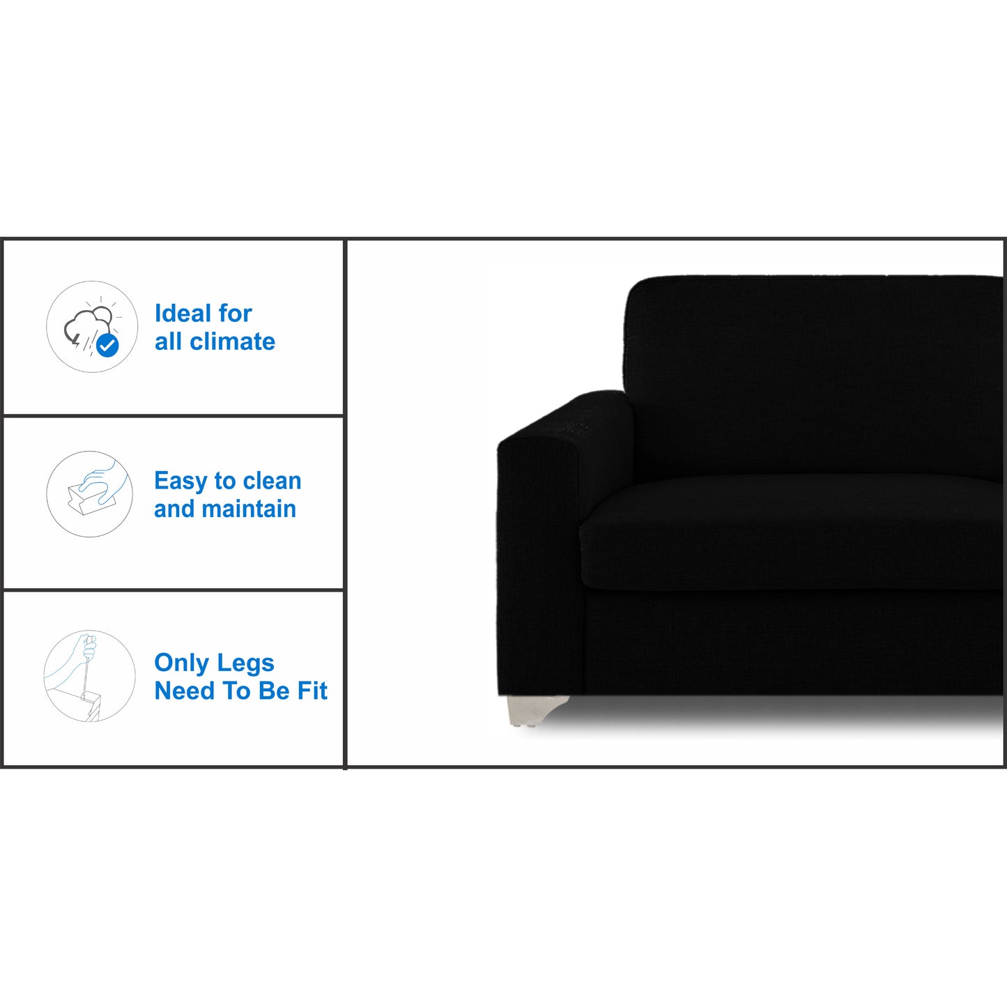 Adorn India Straight line 3+1+1 Seater Sofa Set(Black)