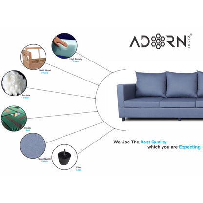 Adorn India New Straight Line Modular 5 Seater Sofa Set (Dark Grey)