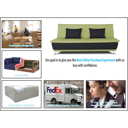 Adorn India Exclusive Two Tone Arden 4 Seater Sofa Cum Bed 4 x 6 (Green & Black) (3 Year Warranty)
