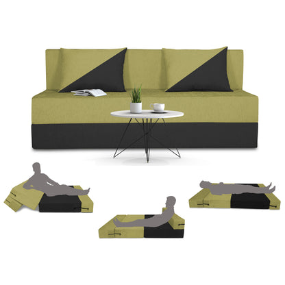 Adorn India Easy Desmond 4 Seater Sofa Cum Bed 6 x 6 (Green & Black) (1 Year Warranty)