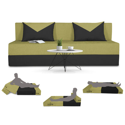 Adorn India Easy Boom 4 Seater Sofa Cum Bed 6 x 6 (Green & Black) (1 Year Warranty)