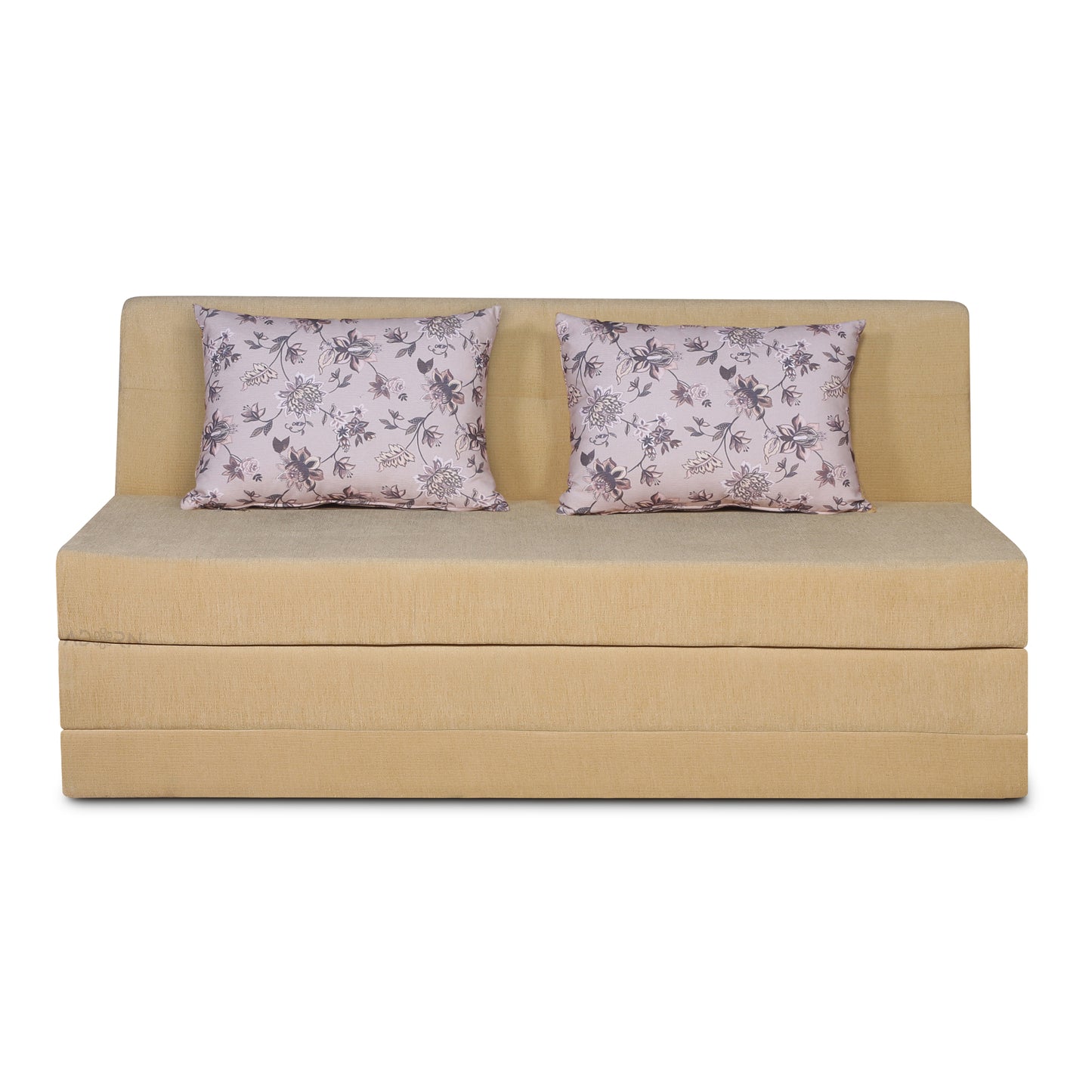 Adorn India Easy Highback Three Seater Sofa Cum Bed Floral 6' x 6' (Beige) (1 Year Warranty)