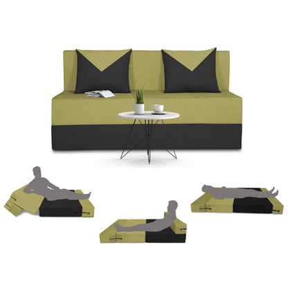 Adorn India Easy Boom 2 Seater Sofa Cum Bed 4 x 6 (Green & Black) (1 Year Warranty)